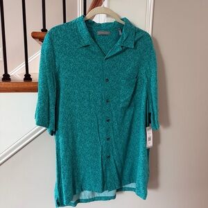 Geoffrey Beene Men's Green Short Sleeve Button Shirt NWT Size XL
